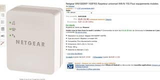 20 euros le répéteur Wifi Netgear (port inclus)