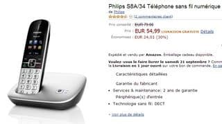 vente flash sur le Téléphone Philips sans fil numérique avec MobileLink 