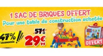 1 table MegaBloks achetée = 1 Sac de Maxi briques gratuit !