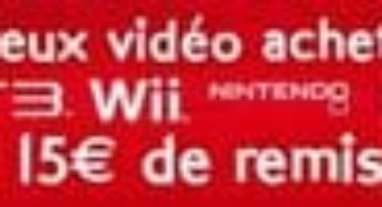 2 jeux vidéo Disney achetés = 15 euros (Wii, PS3, 3DS) ou 10 euros (Nintendo DS)