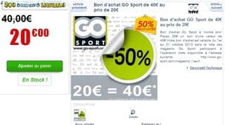 20 euros le bon d’achat de 40 euros GO Sport