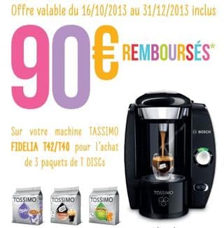 9 euros la Cafetiere a dosette Tassimo Bosch offre de remboursement