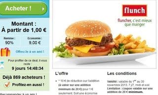 1 euro le bon d’achat de 10 euros FLUNCH