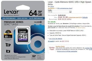 Vente flash carte Micro SDXC 64Go Transcend Classe 10