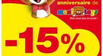 Pendant 3 jours moins 15% sur tout MaxiToys ! encore quelques heures