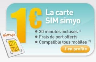 carte prepayee Simyo 30 minutes a 1 euro