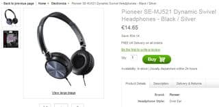 casque Pioneer SE-MJ521 à moins de 15 euros