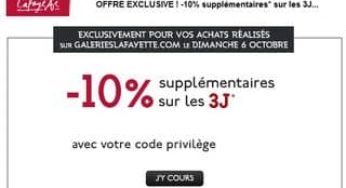 Aujourd’hui seulement -10% suppl. sur les 3J Galeries Lafayette (jusqu’à moins 60%)
