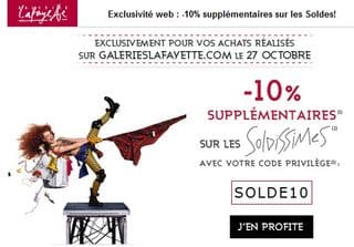 code promo soldes Galeries Lafayette octobre