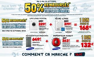 Votre second achat Electroménager 50% remboursé en bon d’achat CDiscount