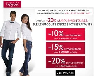 Jusqu’à moins 20% supplémentaires sur les soldes Galeries Lafayette