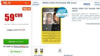 vente flash NOKIA Asha 210 Dual Sim Jaune