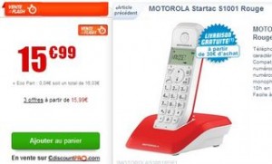 15,99 euros le téléphone sans fil Motorola Startac S1001 (soit 10 euros d’économie)