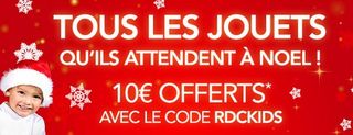 10 euros offerts pour 75 euros d’achats sur tous les jouets / Rue Du Commerce