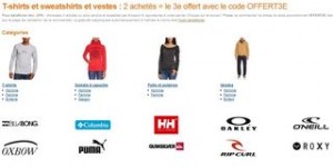 2 T-shirts sweats ou vestes achetes le 3eme offert