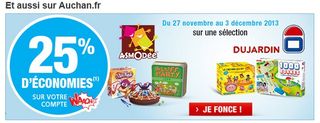 Jeux Asmodée / Dujardin = 25% de la valeur créditée sur votre compte Waaoh (Auchan)