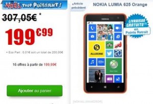 Nokia Lumia 625 orange moins cher