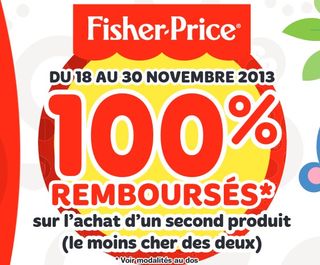 Offre de remboursement ODR : votre 2ème jouet Fisher-Price 