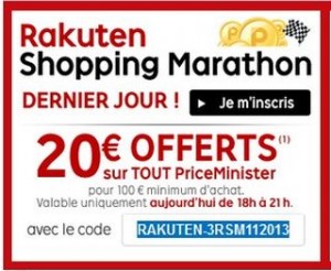 20 euros offerts pour 100 euros PriceMinister