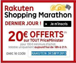 20 euros offerts pour 100 euros PriceMinister 