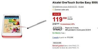 Soldes 119 euros le Smartphone Alcatel One Touch Scribe easy (179-219 euros ailleurs)