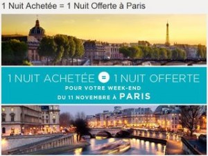 Week-end du 11 Novembre : 1 Nuit achetée = 1 Nuit offerte