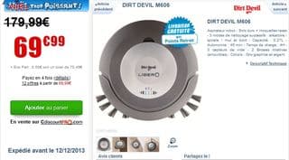 Black Friday : moins de 70 euros l’aspirateur robot Dirt Devil M606 (port inclus) / a partir de 119 euros ailleurs