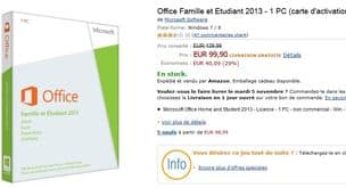 Le moins cher : 99 euros Microsoft Office Famille et Etudiant 2013 (port inclus) – entre 115 et 140 euros ailleurs