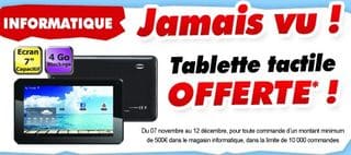 1 Tablette gratuite pour 500 euros d’achat CDiscount 