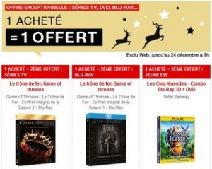 1 BLU-RAY ou DVD gratuit FNAC