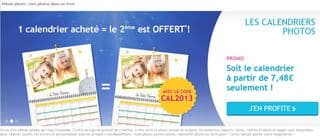 1 calendrier photo acheté = 1 gratuit sur Monalbumphoto