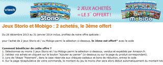 2 jeux Storio ou Mobigo achetés = le 3ème gratuit