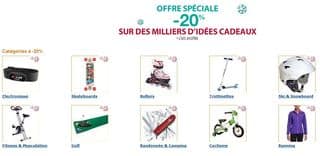 20% de remise immédiate sur articles de sport (cycle, ski, running, skate, randonnée, fitness…) – des 50€