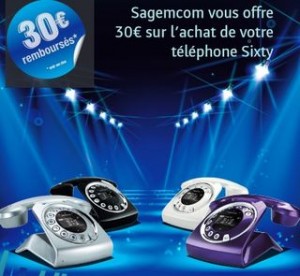 30 euros rembourses telephone sans fil Sagemcom Sixty