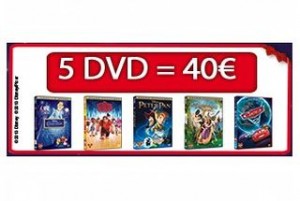 40 euros les 5 DVD Disney aux choix (livraison gratuite)