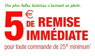 5 euros de remises dès 25 euros d’achats (PhotoServices) ou 1 calendrier offert pour 1 acheté