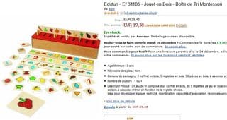 Jouet/Boîte en bois de Tri Montessori Edufun à moins de 20 euros port inclus (vente flash)