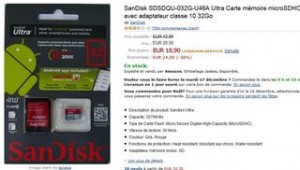 Carte memoire microSDHC SanDisk Ultra UHS-I 32Go