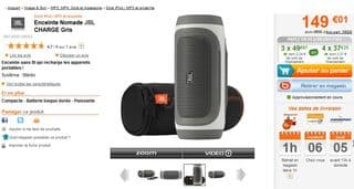 Enceinte Nomade JBL CHARGE Gris