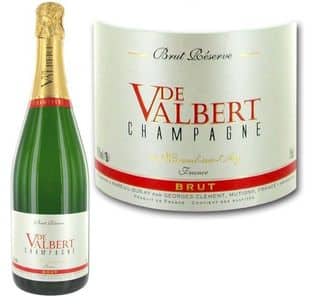 Moins de 60 euros les 6 bouteilles de champagne De Valbert Brut port inclus. (9,99€/bout)