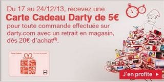 DARTY : 5 euros en carte cadeau pour 20 euros d’achats