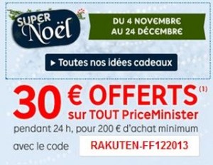 30 euros offerts pour 200 euros d’achats sur PriceMinister