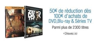 code promo DVD BluRay 50 euros pour 100 euros