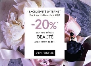 20% de remise immédiate sur les parfums, maquillage et soin / Galeries Lafayette