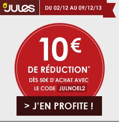 JULES : 10 euros offerts pour 50 euros d’achat (et 10€ pour 2 articles)