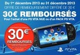 offre de remboursement PS Vita noel 2013