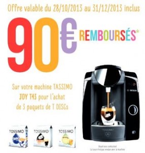 offre remboursement 90 euros Tassimo Joy Bosch