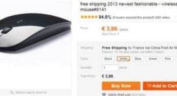 Moins de 4 euros la souris sans fil ultra fine 1600 DPI / 2,4 GHz (port inclus) / 6 couleurs aux choix