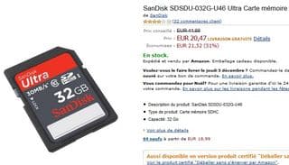 ultra Carte memoire SDHC 32Go pas chere