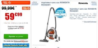 vente flash aspirateur sans sac Rowenta